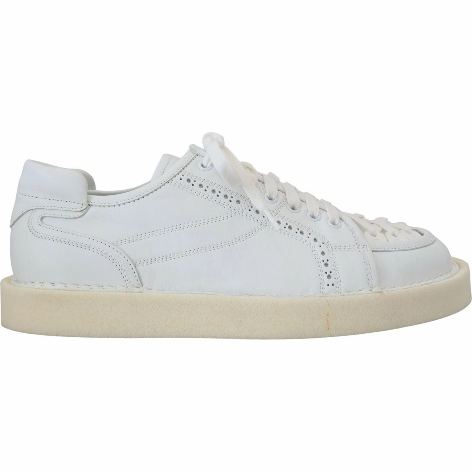 Dolce & Gabbana White Leather Low Top Oxford Sneakers Casual Shoes Mickey Casual Shoes