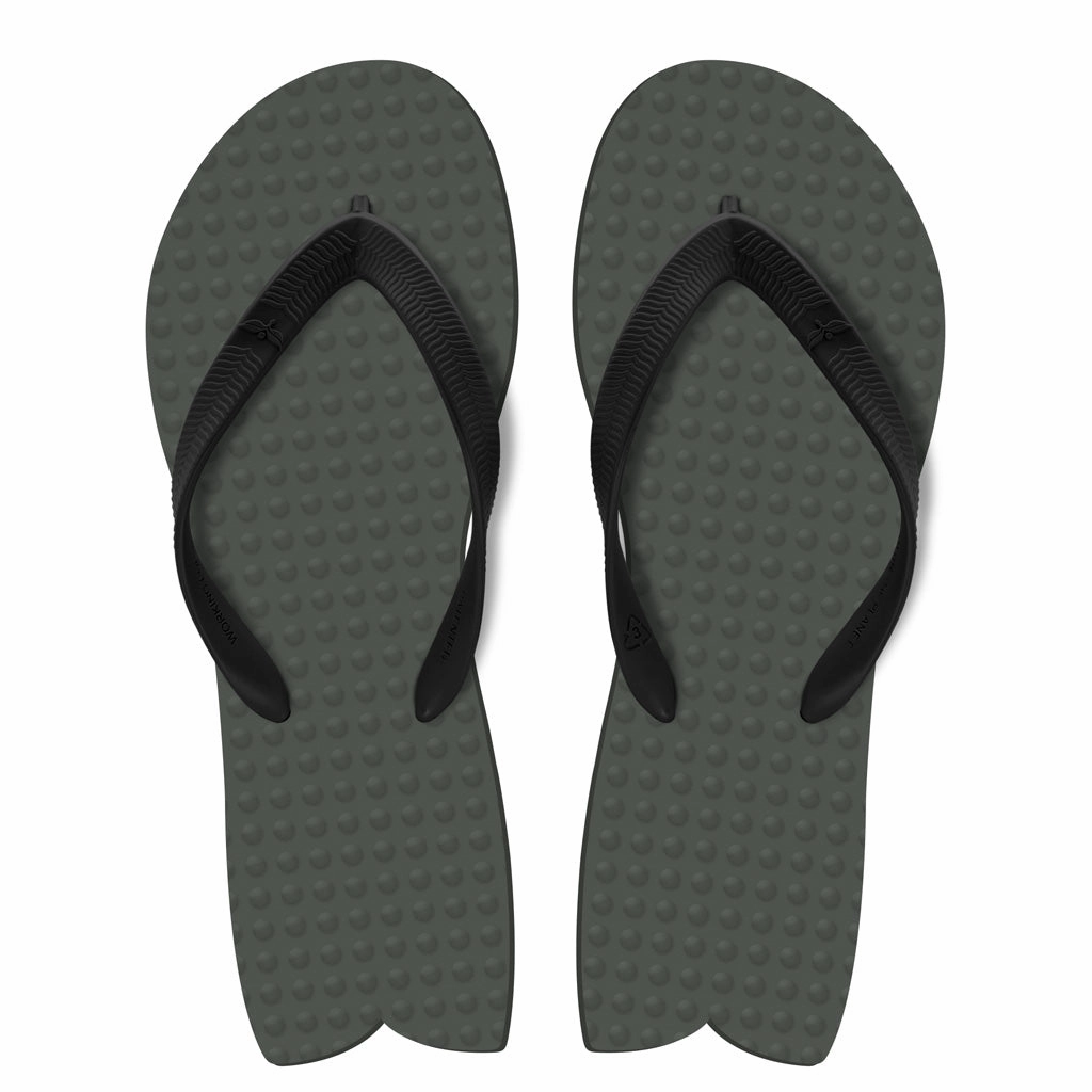 Best Designer Flip Flops Men's Sustainable Flip Flops Fish Style Grey with Black Straps