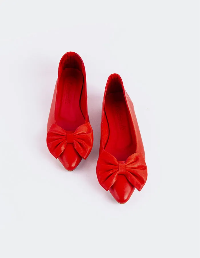 Ulwin Red Leather Flat Strappy Shoes