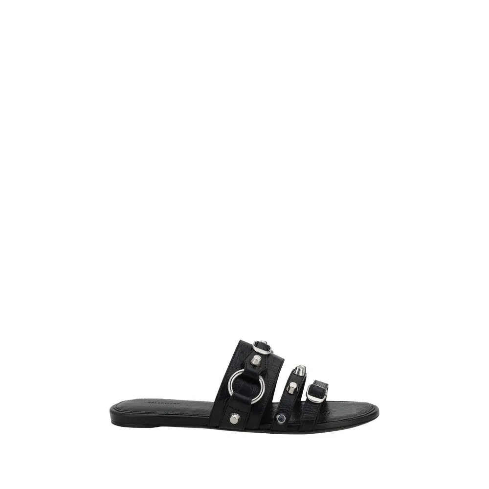 Mouse Flat Shoes Balenciaga Black Calf Leather Bos Taurus Flat Sandals