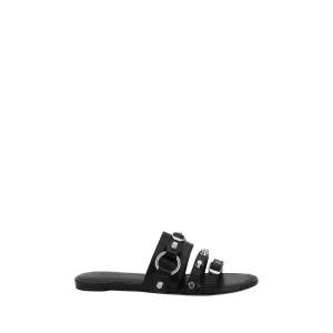 Balenciaga Black Calf Leather Bos Taurus Flat Sandals Flat Foot Soccer Shoes