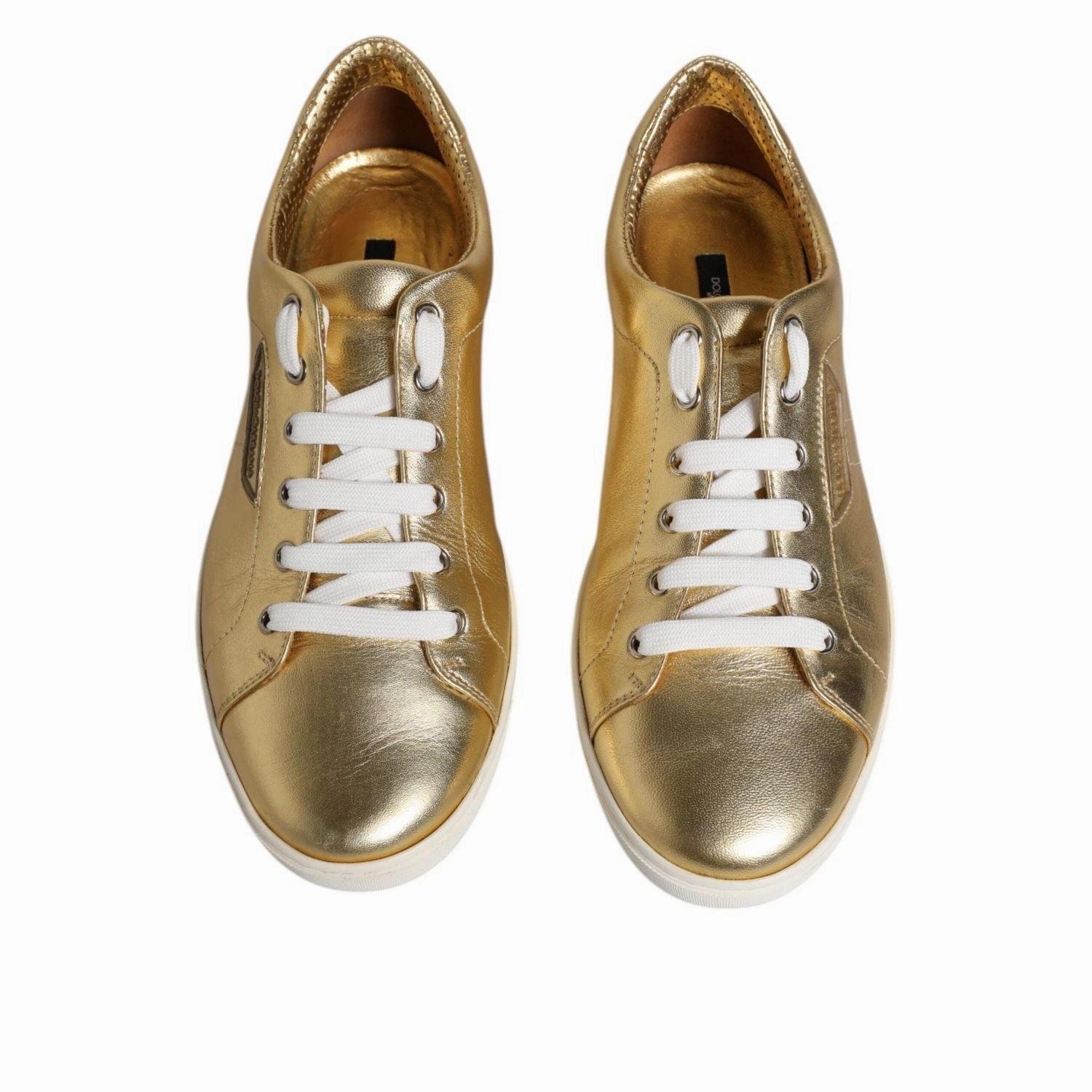 Gold Flat Slingback Shoes Dolce & Gabbana Gold Leather Logo London Men Sneakers Shoes