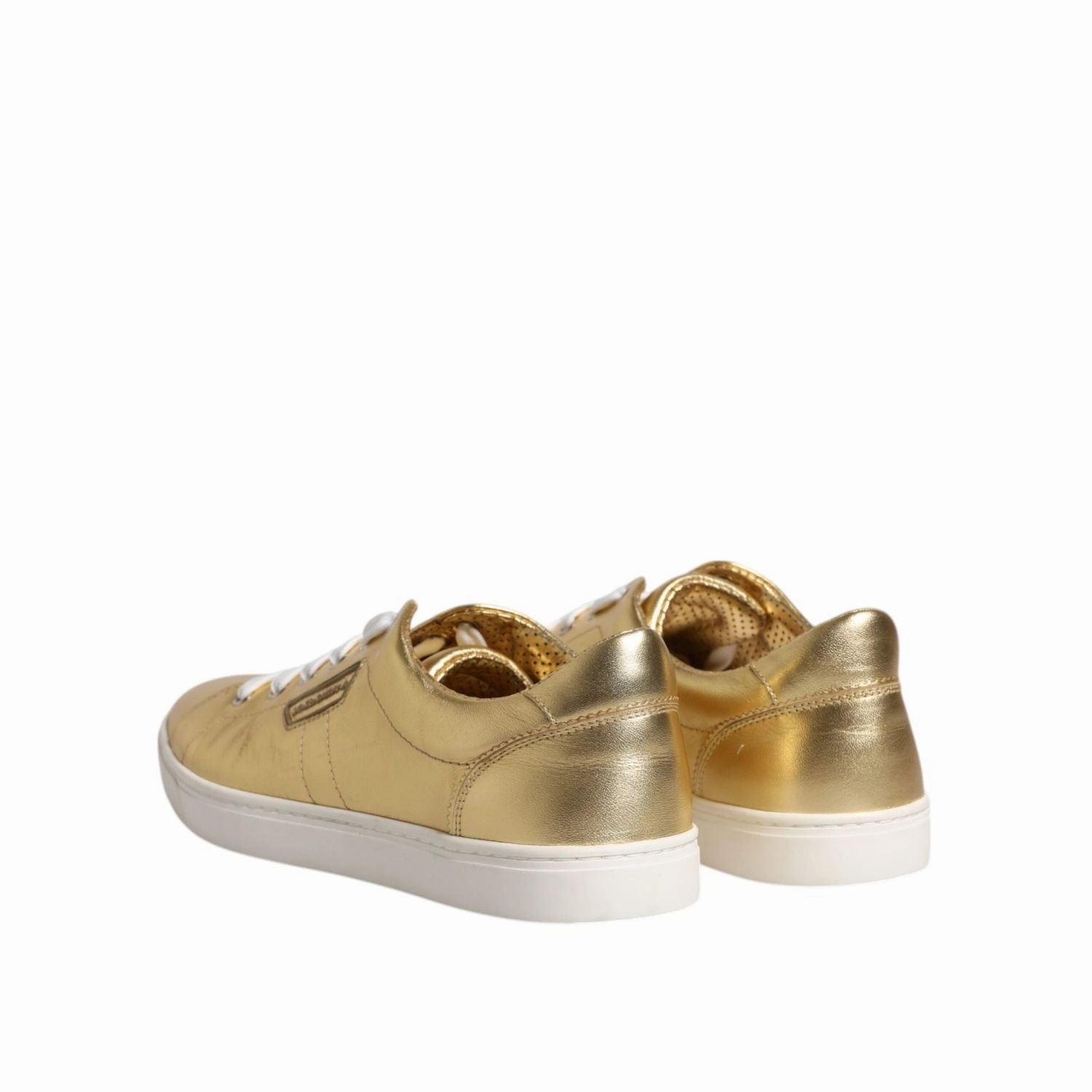 Dolce & Gabbana Gold Leather Logo London Men Sneakers Shoes Flats Shoes Outlet