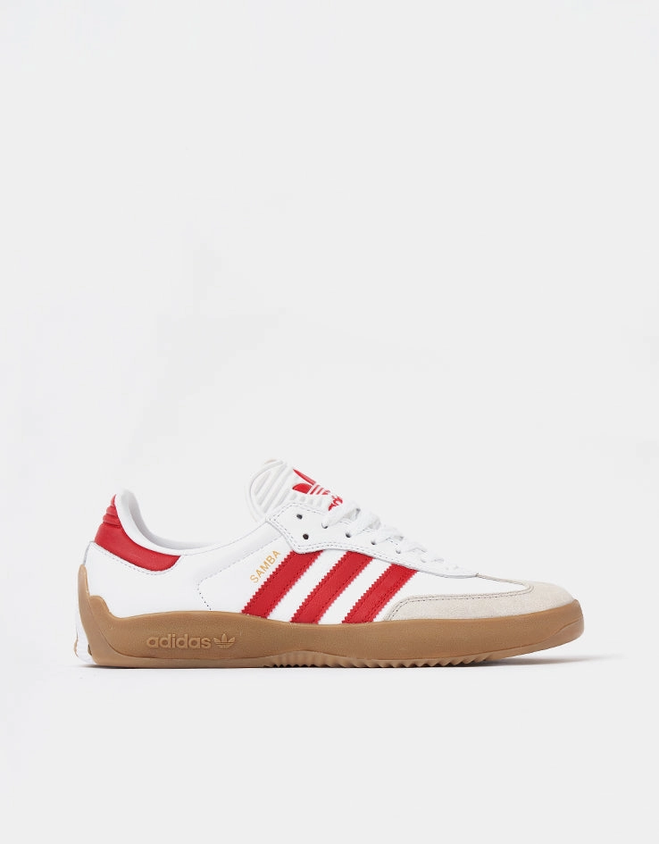 Adidas Originals Skateboarding Shoes adidas Puig Samba Skate Shoes - White/Better Scarlet/Gum