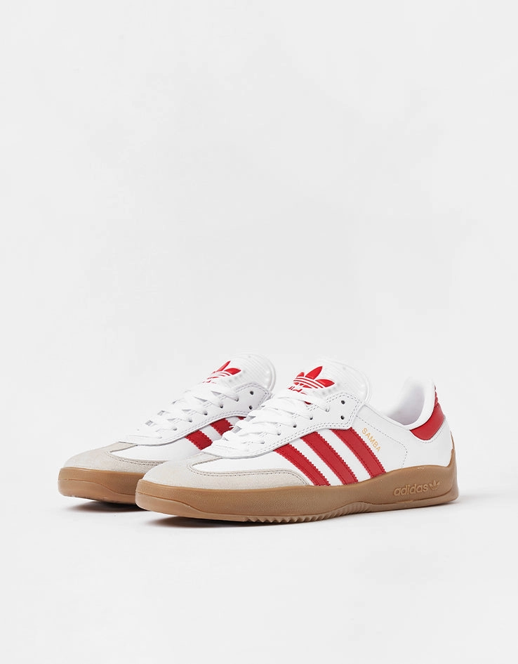 adidas Puig Samba Skate Shoes - White/Better Scarlet/Gum Adidas Originals Pharrell Williams Shoes