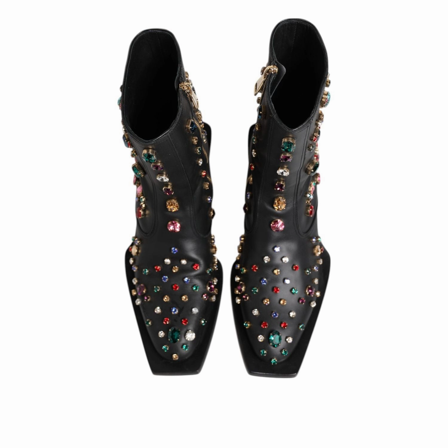 SnowProof Boots Dolce & Gabbana Black Crystal Cowboy Leather Men Boots Shoes