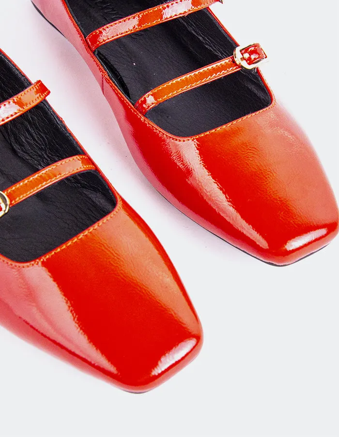 Glimmer Red Patent White Dress Flats Shoes