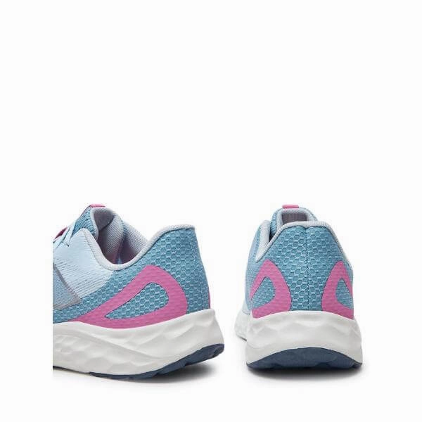 Road Running Shoes Outlet New Balance Fresh Foam v4 Blue Pink Girls Running Shoes Big Kids (Laces)