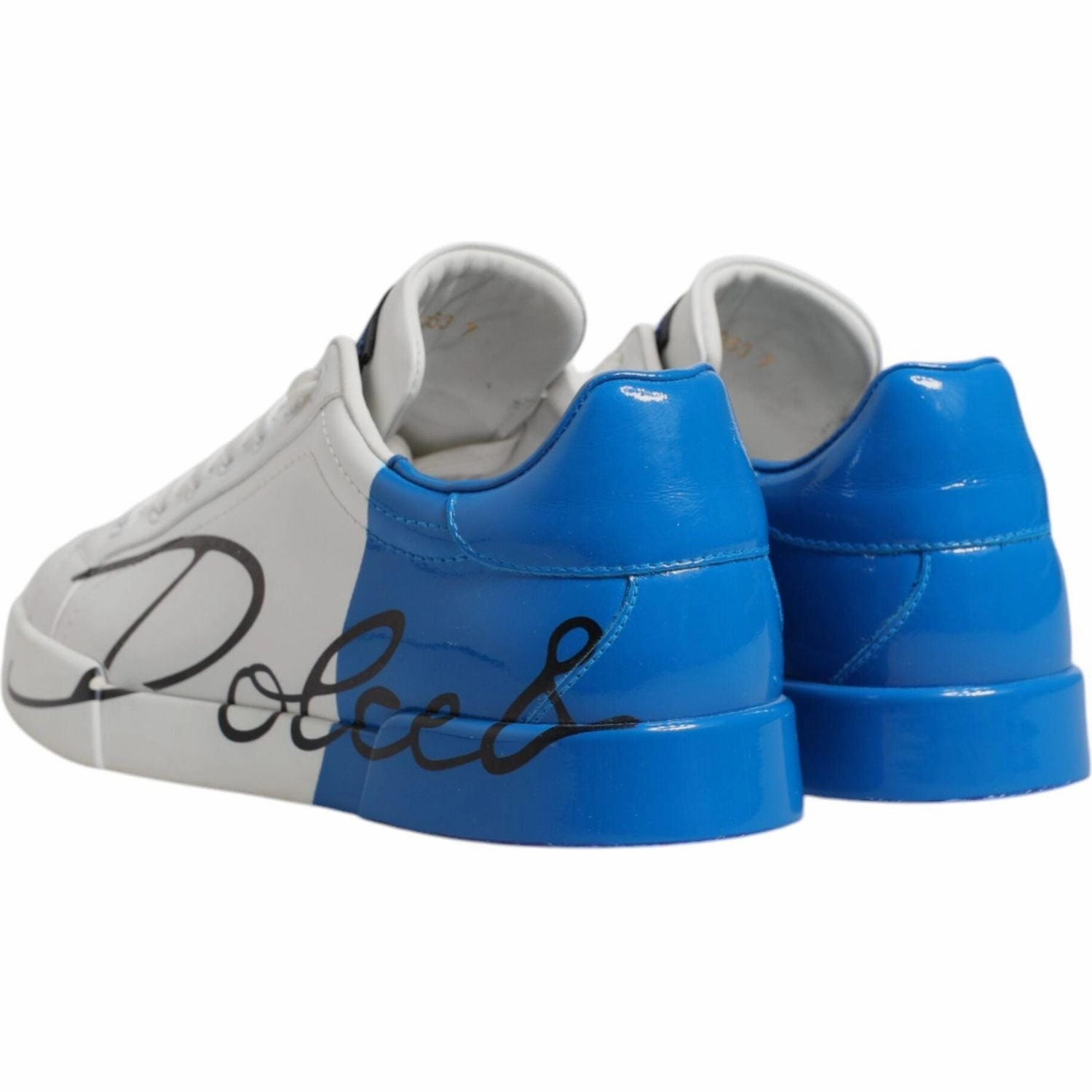 Attire Business Casual Shoes Dolce & Gabbana White Blue Leather Logo Low Top Sneakers Shoes