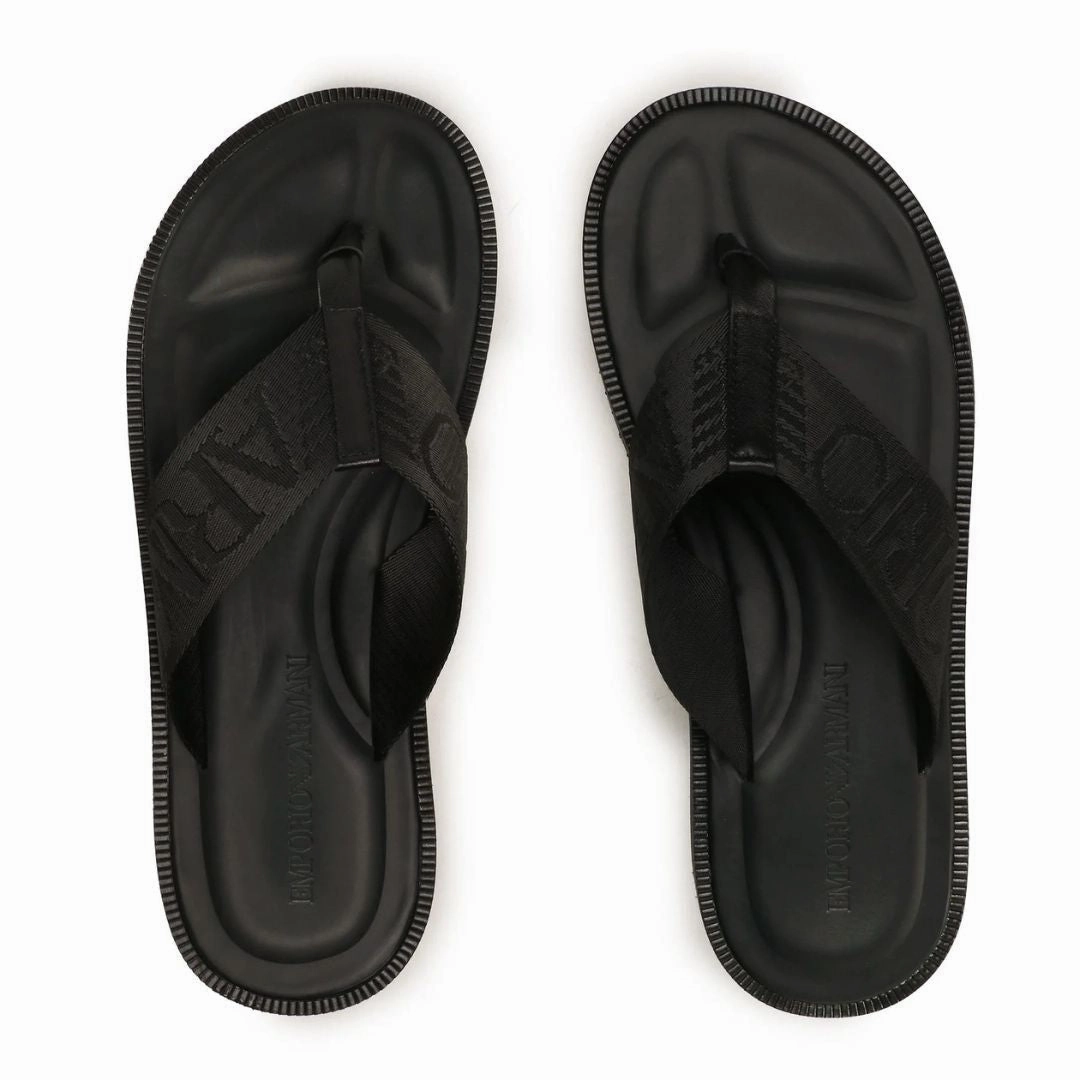 EMPORIO ARMANI Flip-Flops X4Q003-BLK Flip Flops With Gold Medallion