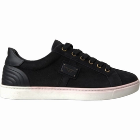 Espadrille Ankle Strap Dolce & Gabbana Black Suede Leather Men Low Top Sneakers Men Shoes