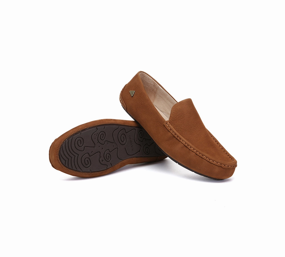 EVERAU Men Suede Leather Casual Summer Moccasins Morris Casual Strap Shoes