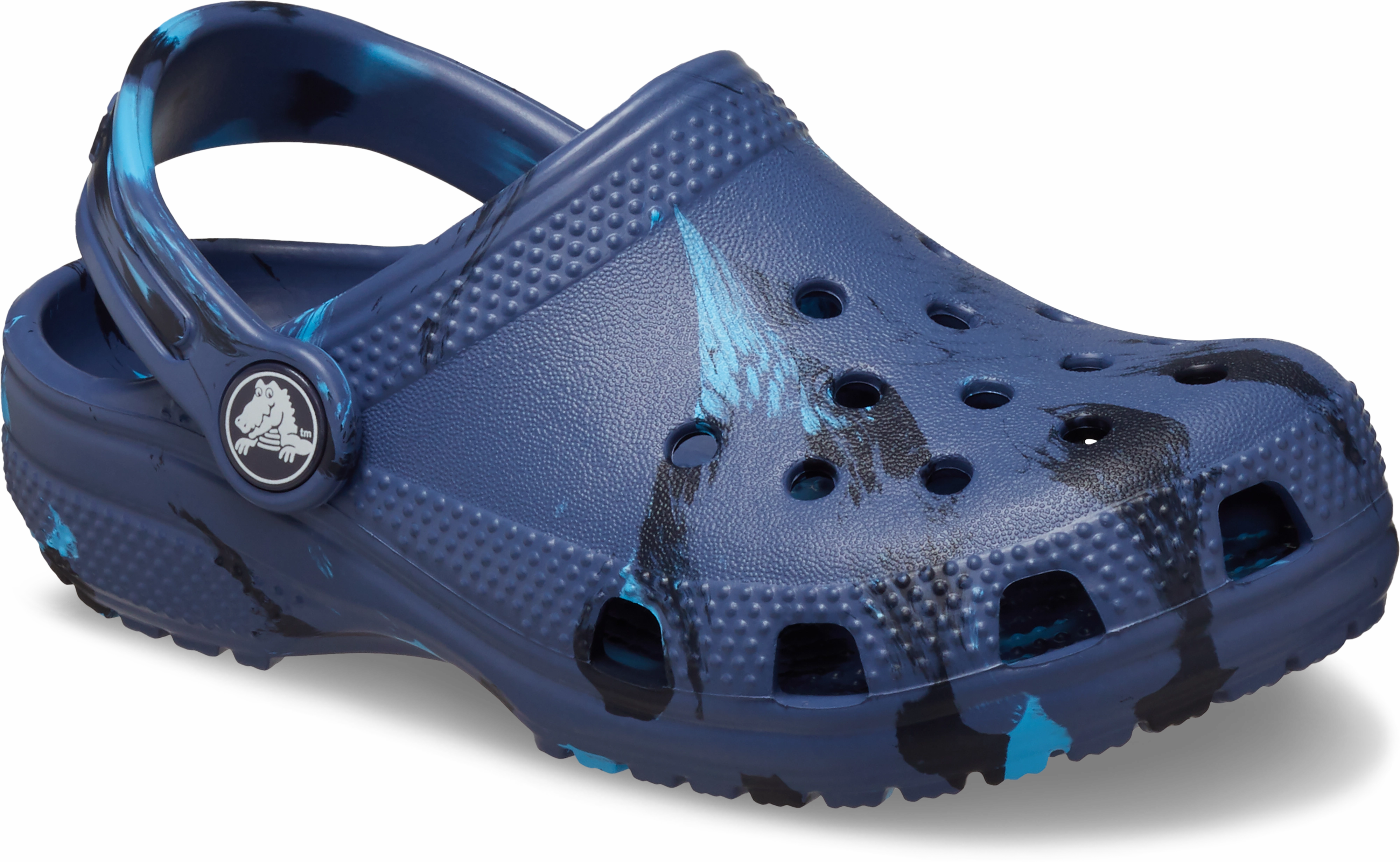 For Walking On Concrete Crocs Kids Classic Clog | Marbled Navy Multi