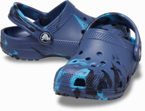 Crocs Kids Classic Clog | Marbled Navy Multi Comfortable Shoes For Walking