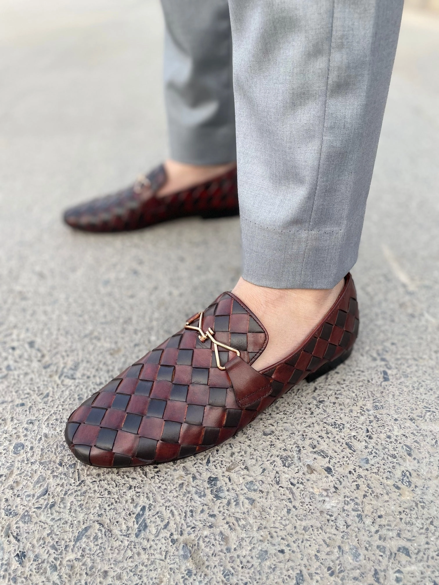 Best Shoes For Teachers With Flat Feet LS Pure Leather Handmade knitted Formal Shoes-870