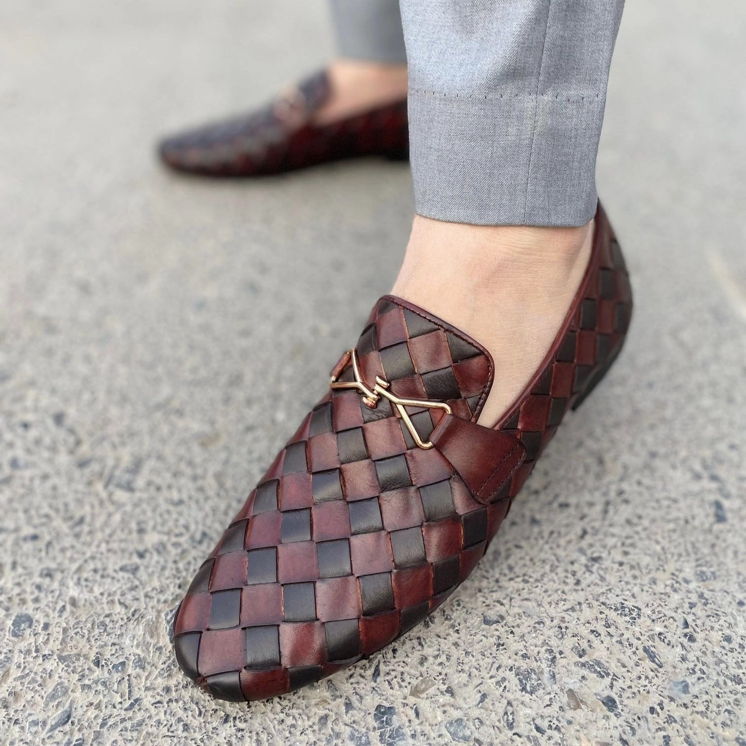 LS Pure Leather Handmade knitted Formal Shoes-870 Shoes Made For Flat Feet