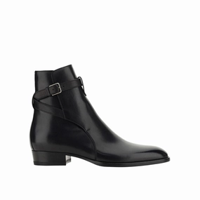 Saint Laurent Black Calfskin Ankle Boots Star Flat Shoes