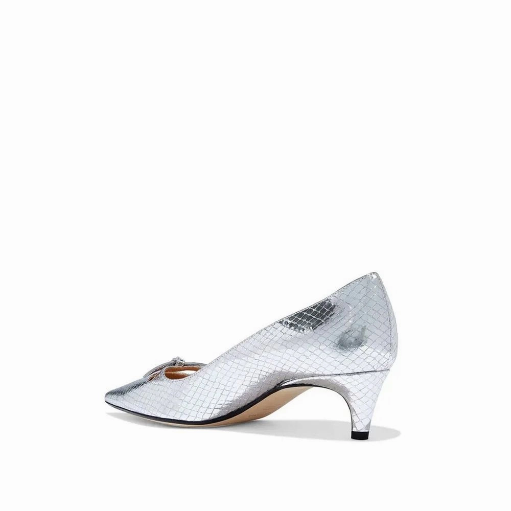 Sergio Rossi Silver Calfskin Mid Heel Pumps Flame Running Shoes