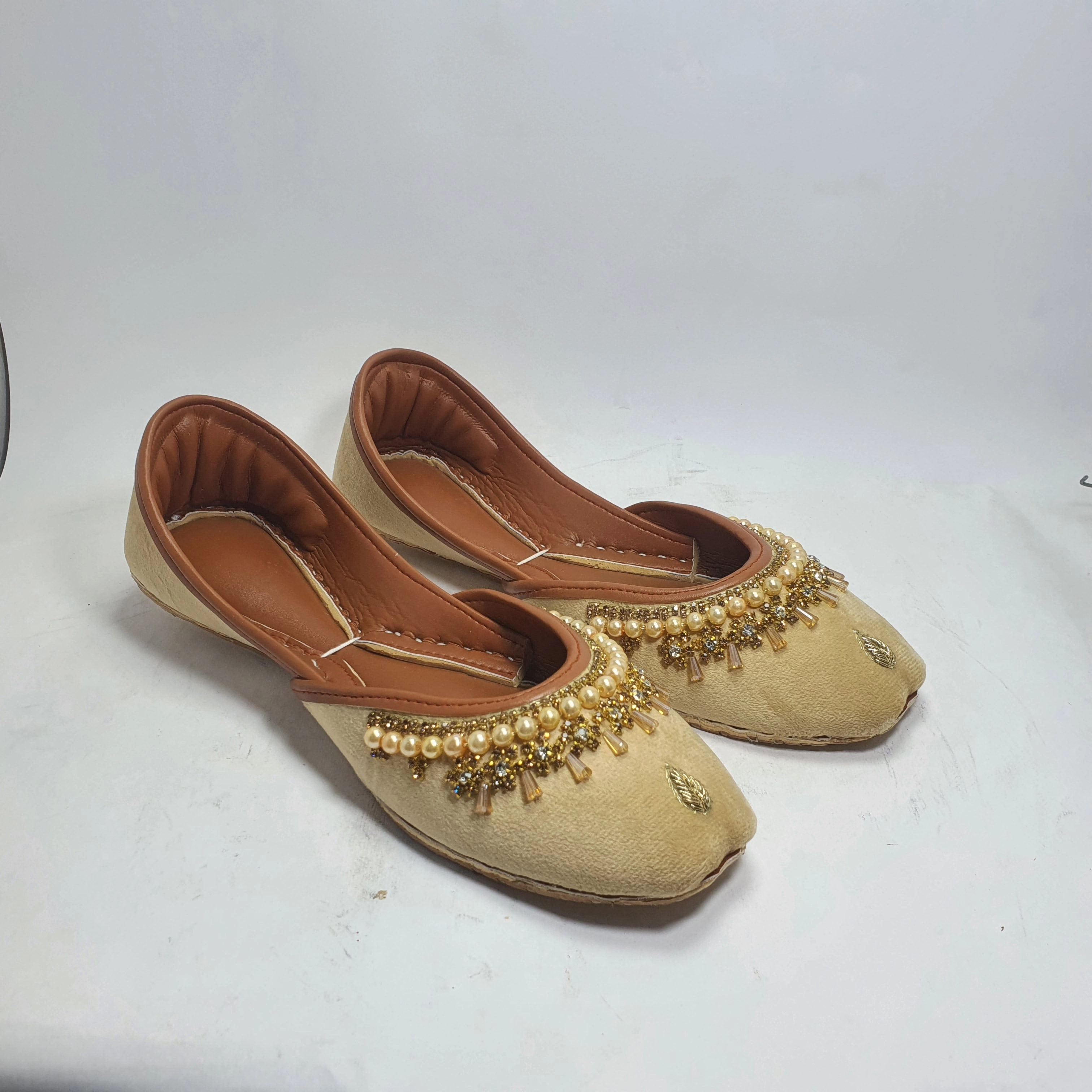 Shoes Slip On Casual Fawn Gold Fancy Khussa