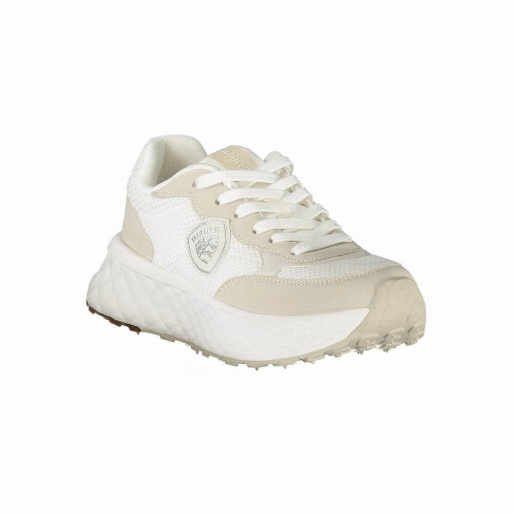 Blauer White Polyester Women Sneaker Leather Lace Up Casual Shoes