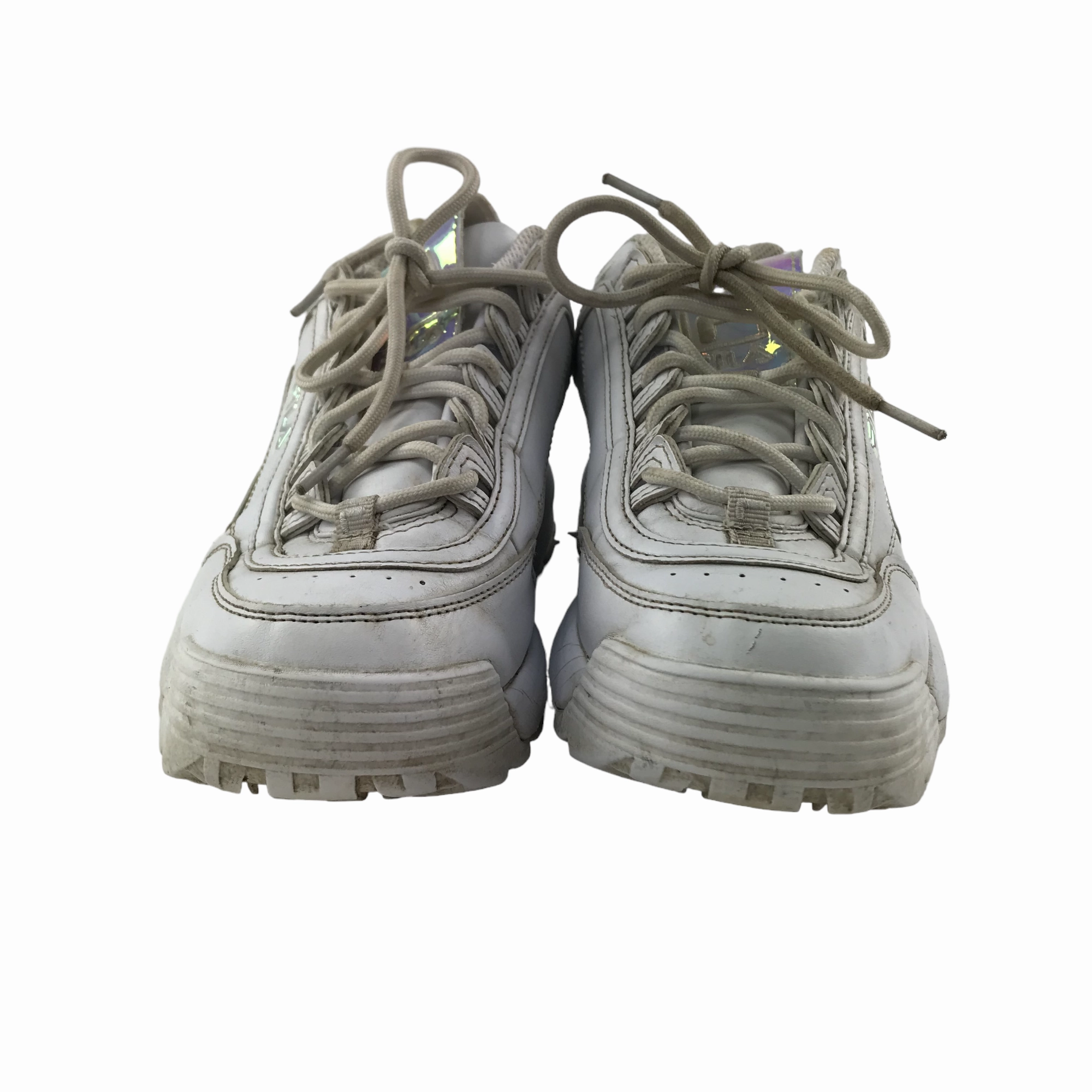 Heeled Sneakers Fila Trainers Shoe Size 6 White Chunky Heels