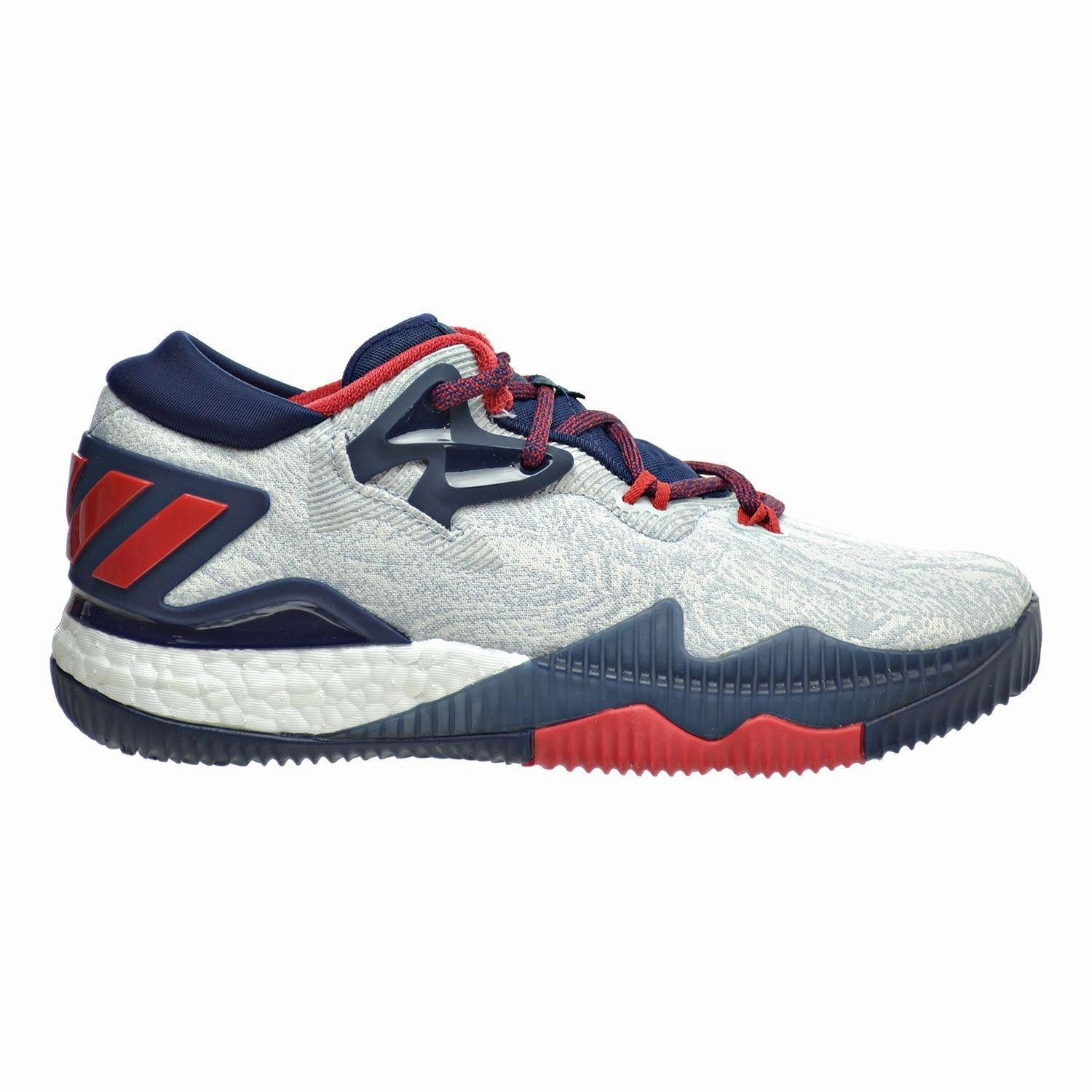 Adidas Crazylight Boost Low Big Kid's Shoes White/Scarlet/Collegiate Navy Running Shoe Outlet