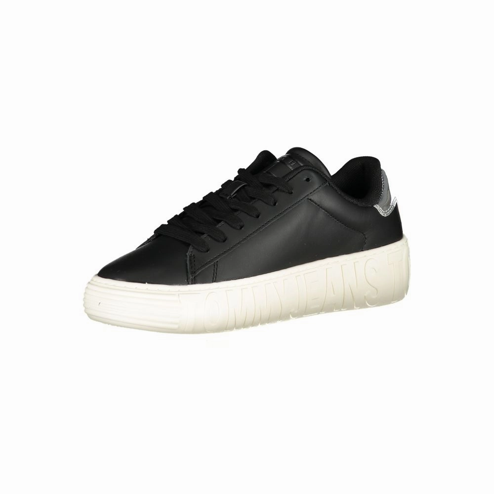 Tommy Hilfiger Black Leather Women Sneaker Oomphies Sneakers
