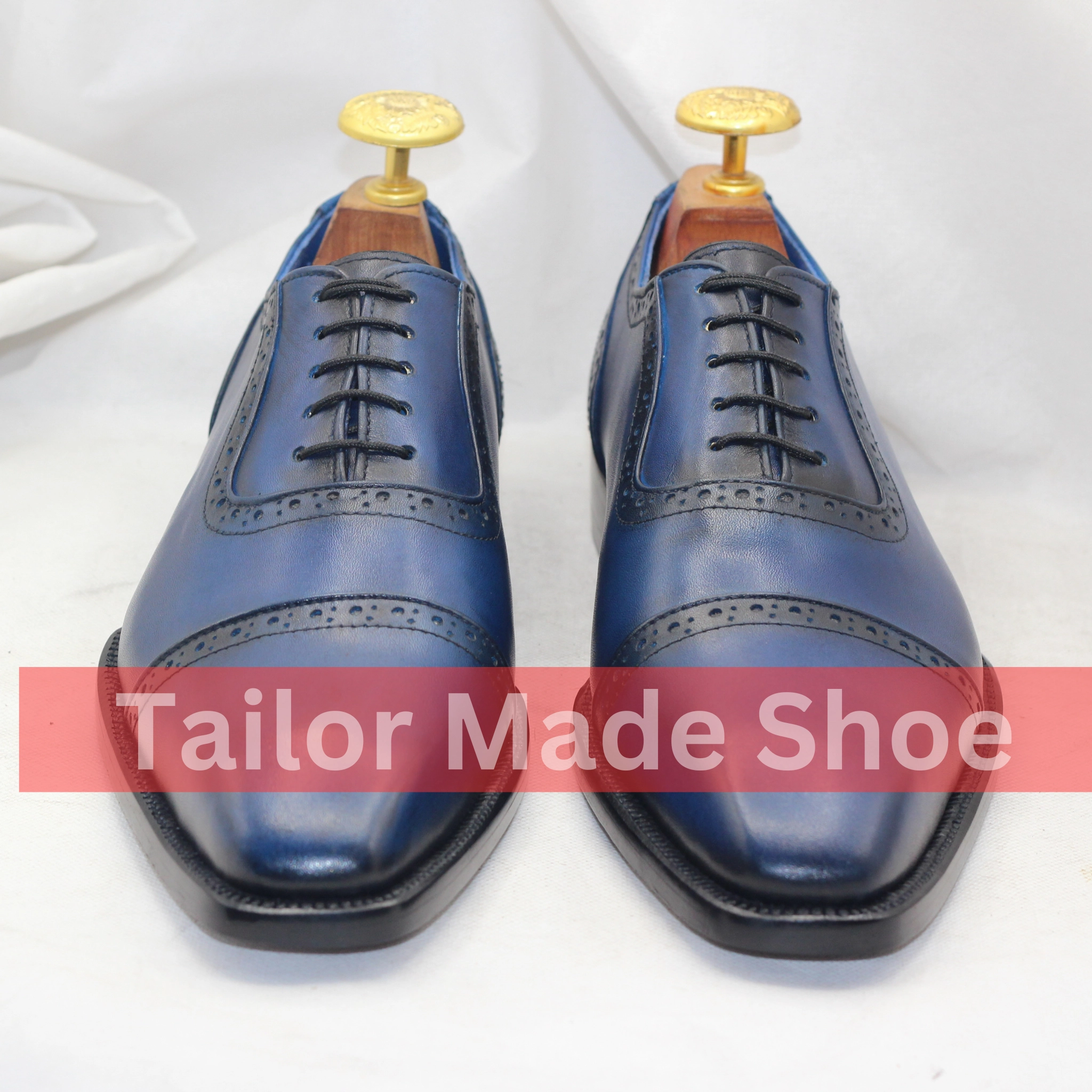 Luxury Handmade Blue Leather Brogue Shoes Formal Blue Leather Shoes for Men - Handmade Sophistication & Style - Bespoke Craftsmanship for Men Buckle Cowboy Boots