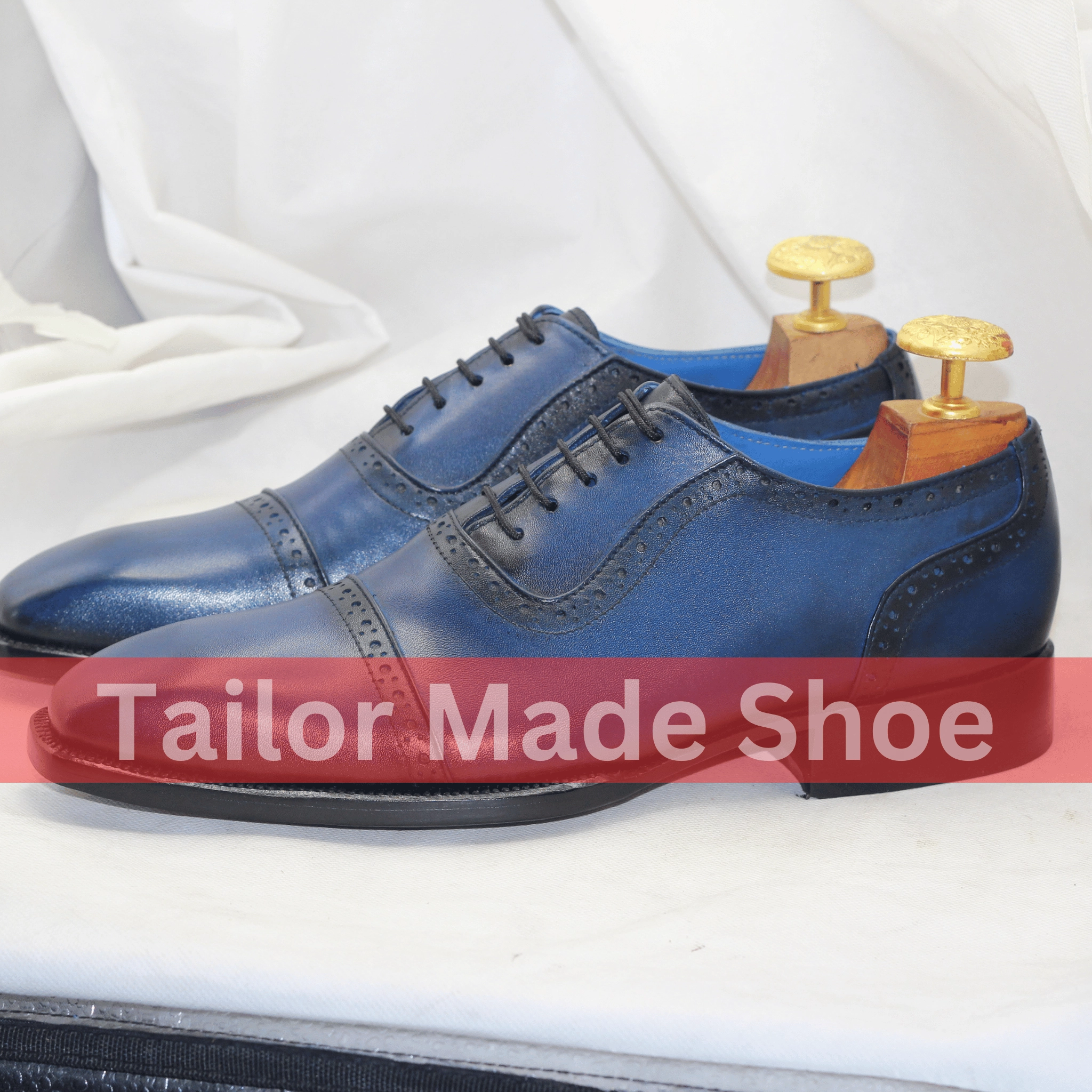 Luxury Handmade Blue Leather Brogue Shoes Formal Blue Leather Shoes for Men - Handmade Sophistication & Style - Bespoke Craftsmanship for Men Boots Leather Platform