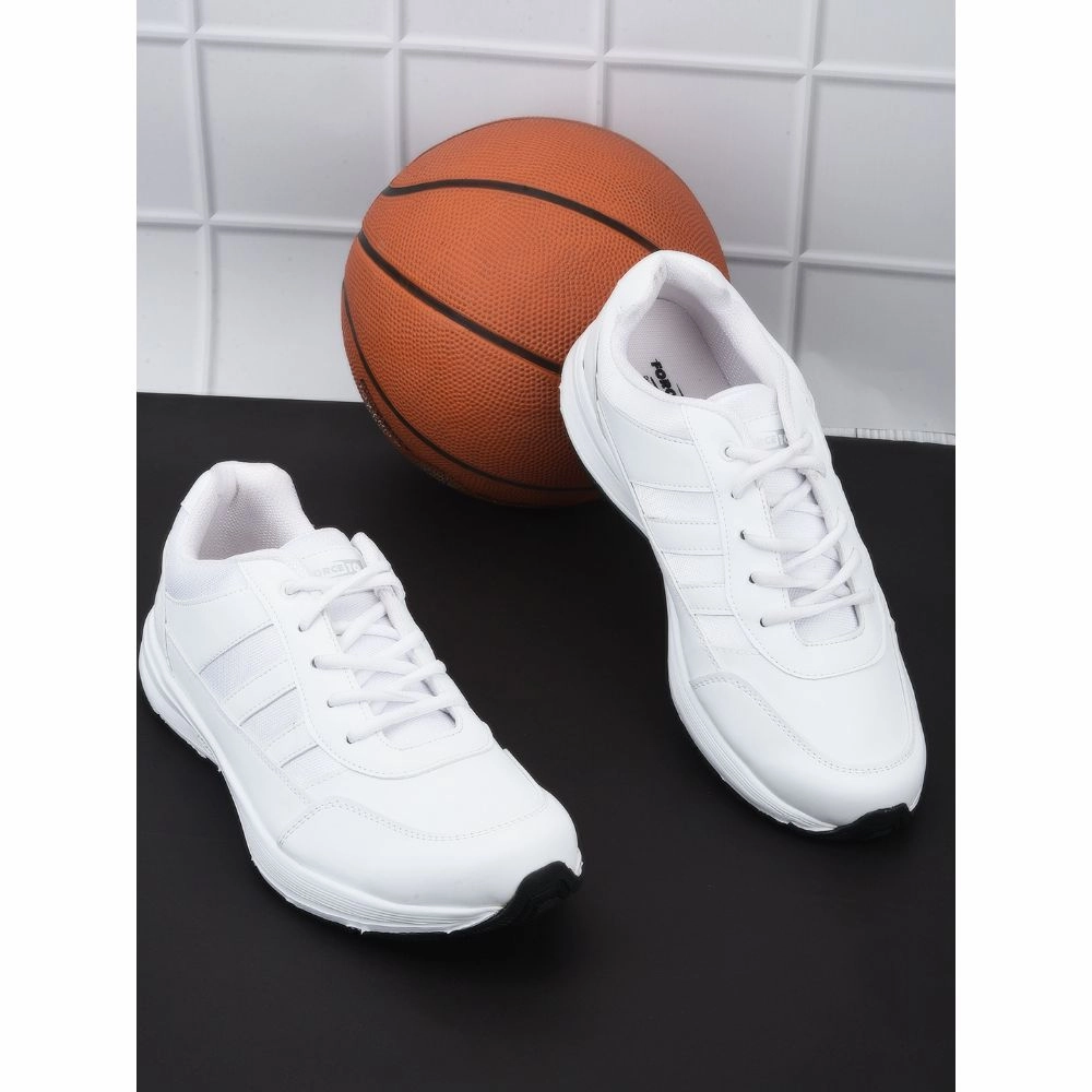 Force 10 By Liberty LB46-EL Sports Lacing Shoes For Kids - White Toe Running Shoes