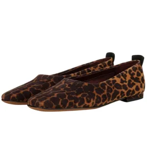 Wedge Flat Shoes Franco Sarto Womens Vana Ballet Flat US 8 Wide EU 38.5 Brown Leopard Leather NIB