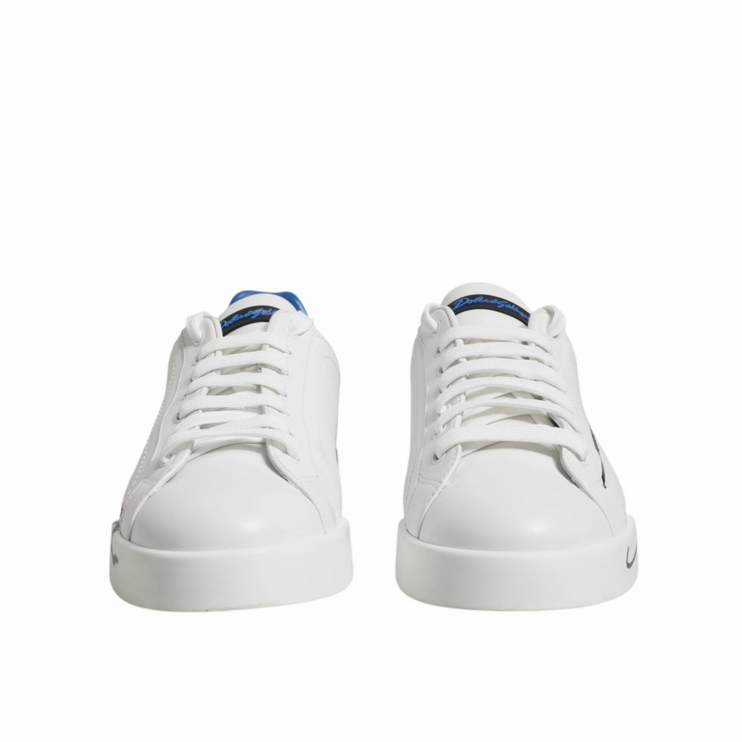 Best Casual Basketball Shoes Dolce & Gabbana White Blue Portofino Leather Sneakers Shoes