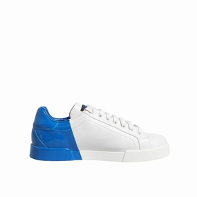 Dolce & Gabbana White Blue Portofino Leather Sneakers Shoes Jordan Retro Mid Casual Shoes Release Date