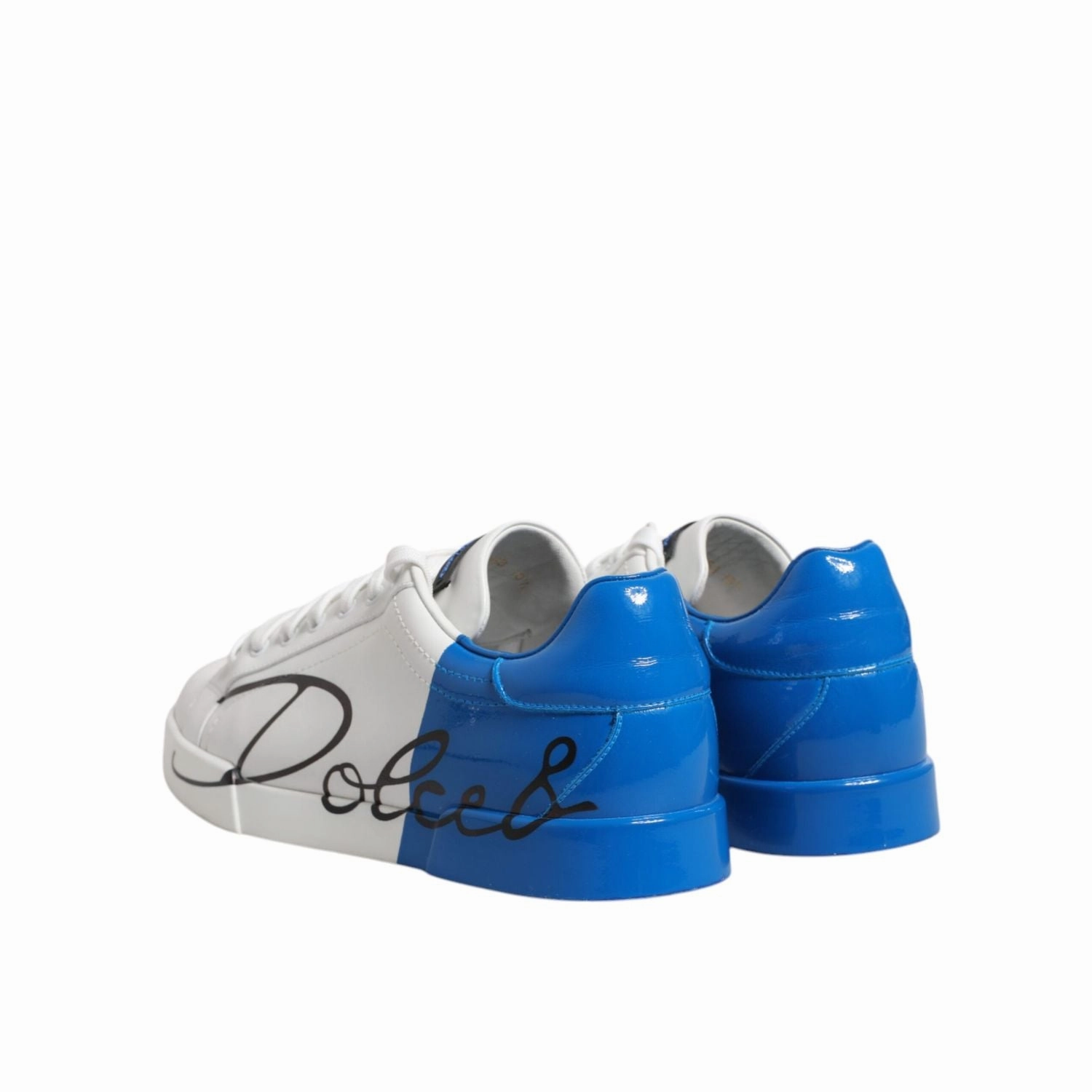 Dolce & Gabbana White Blue Portofino Leather Sneakers Shoes Big Casual Shoes