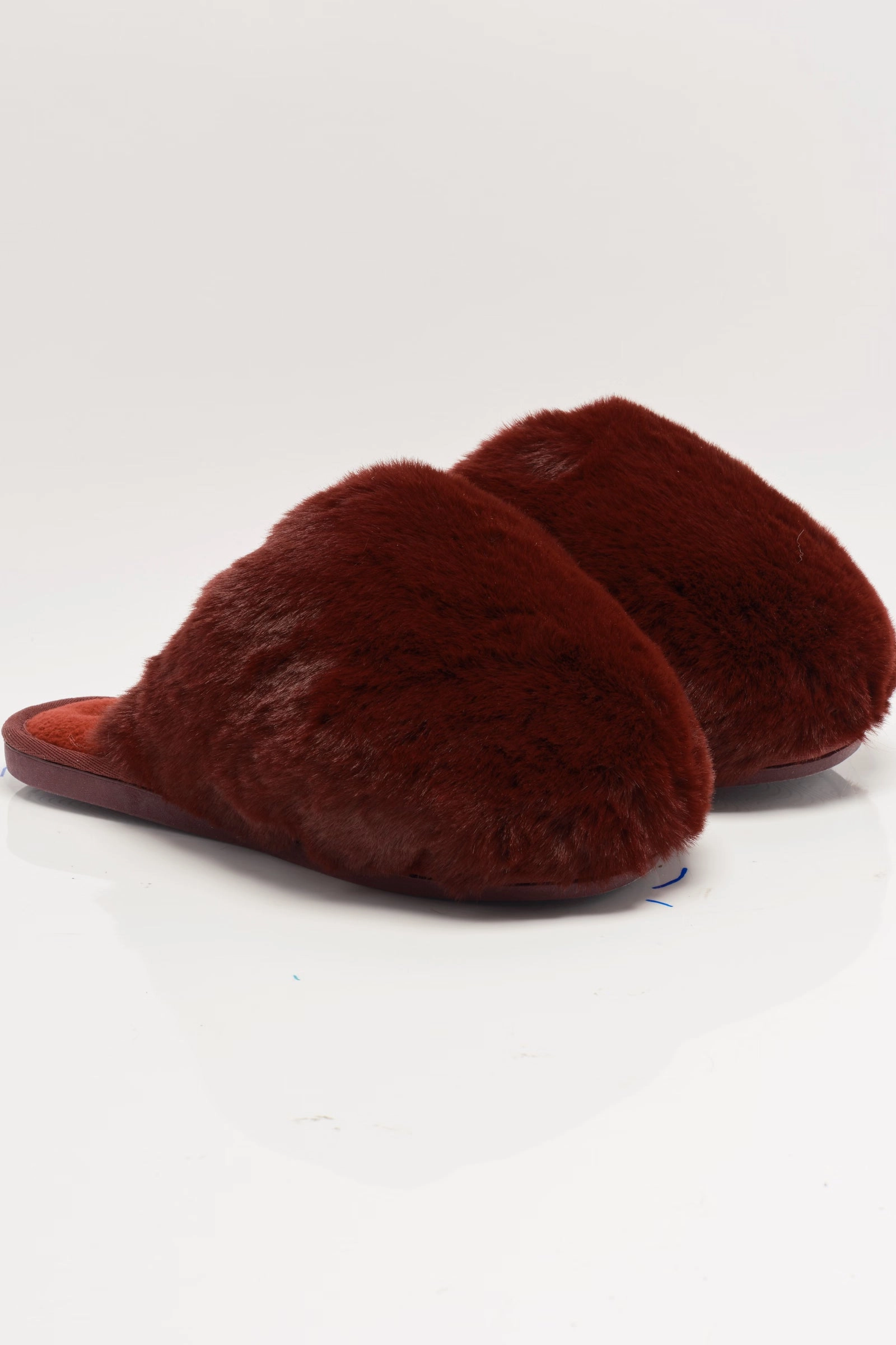Free People Snowball Slipper in Cabernet Faux Fur Lion King Slippers