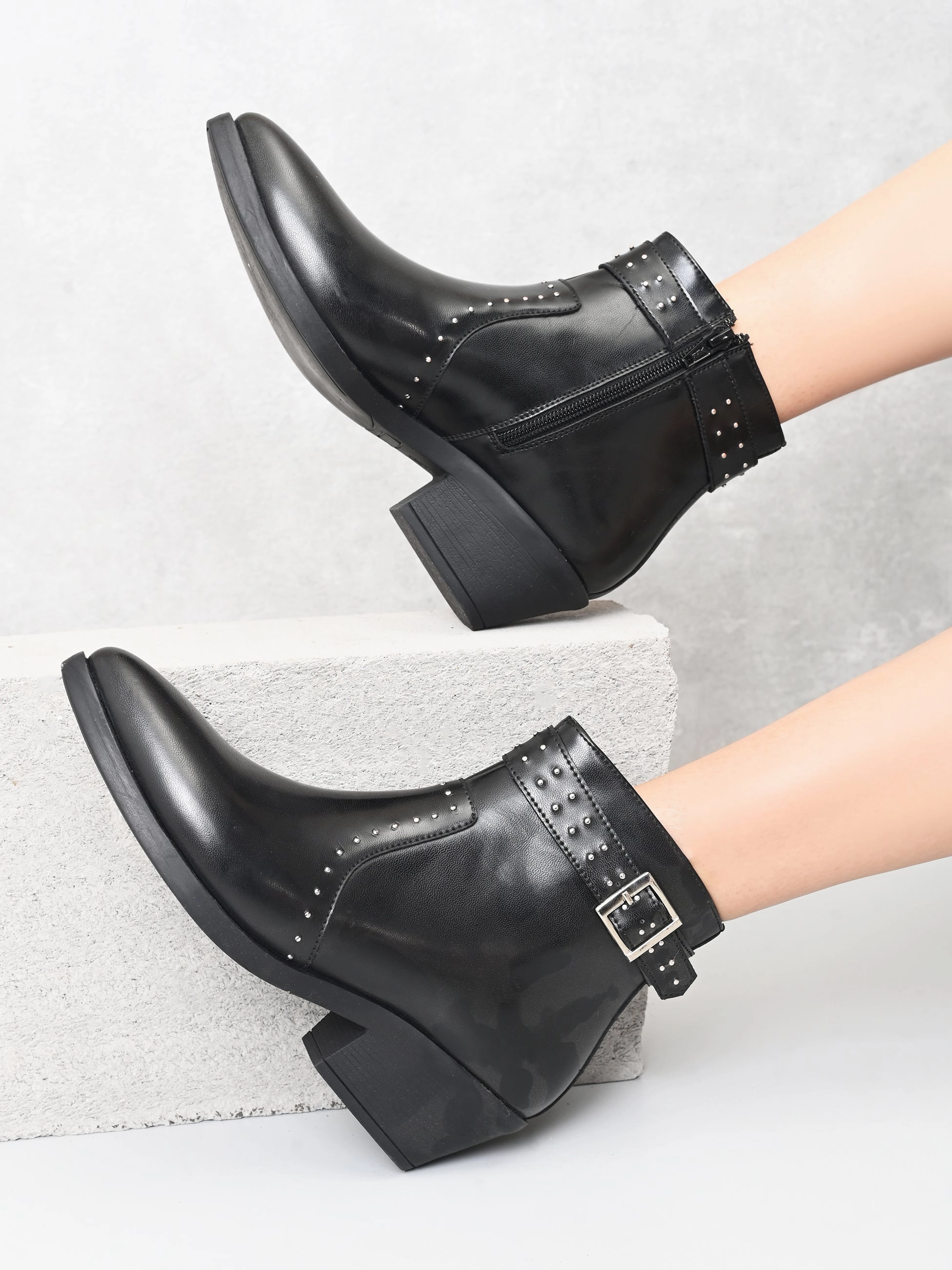 Casual Shoes Wear With Jeans Freida Women Black Cuban Boots