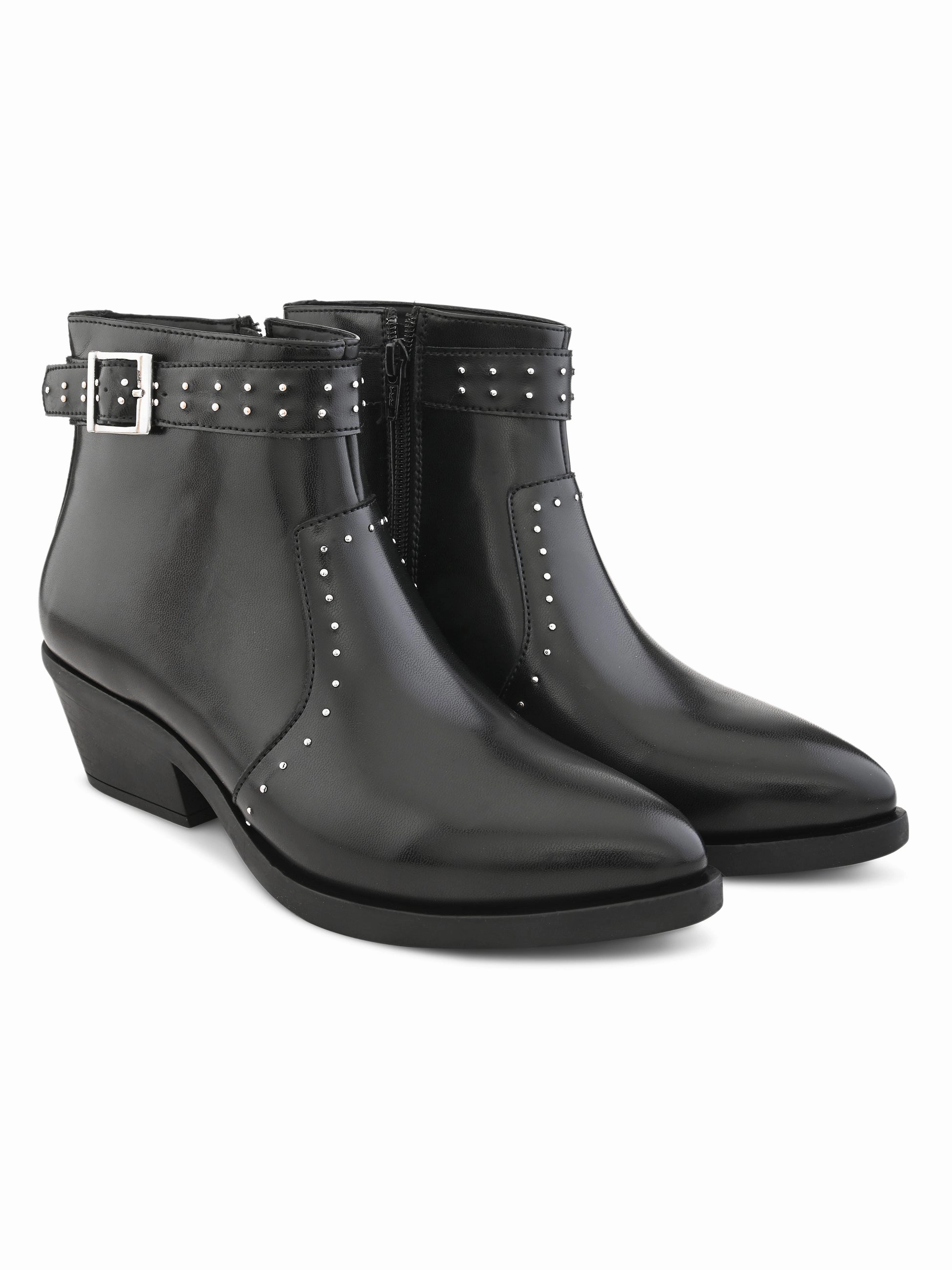 Freida Women Black Cuban Boots Basketball Shoes For Casual Wear