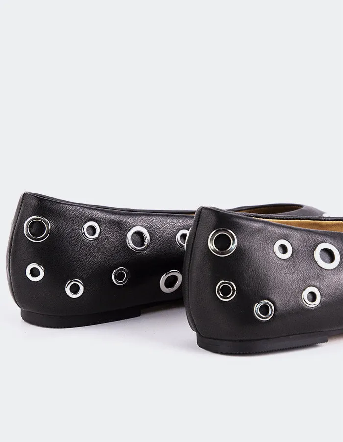 Sequin Flat Shoes Ohrid Black Leather