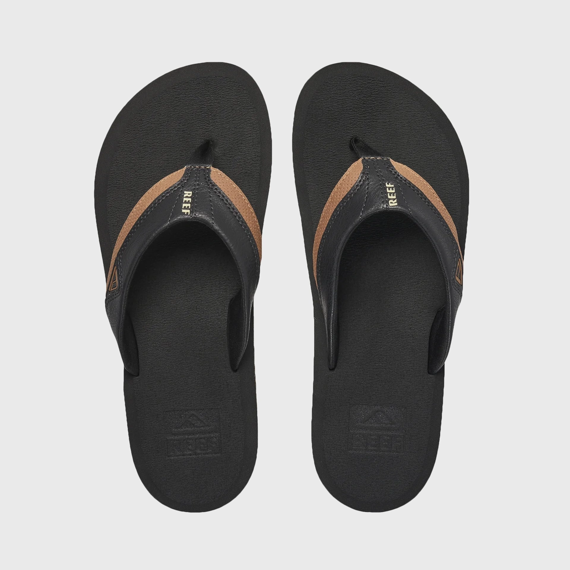 Reef Mens Cushion Dawn Flip Flops - Black/Tan Flip Flops With Best Support