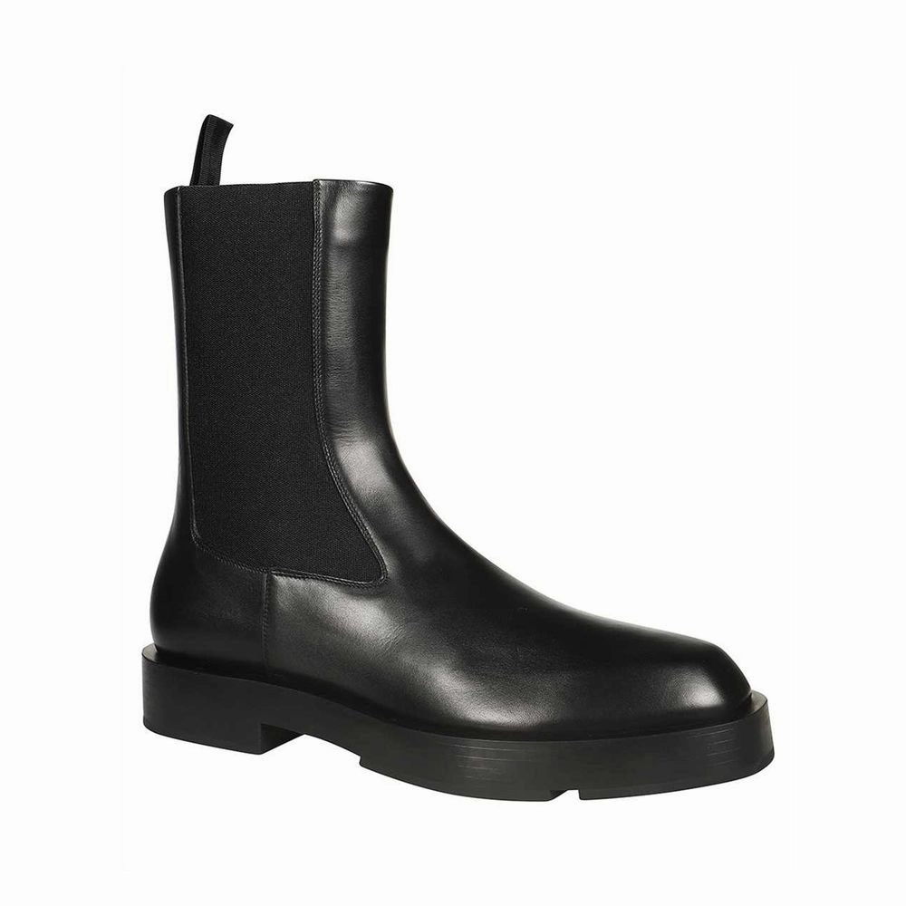 Givenchy Black Calfskin Chelsea Boots Satin Flat Wedding Shoes