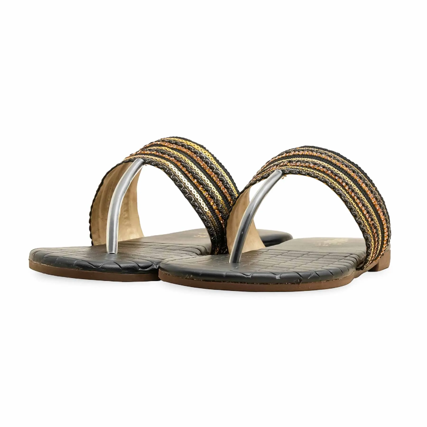 Black Casual Chappal CL2135 Best Shoes Wide Flat Feet