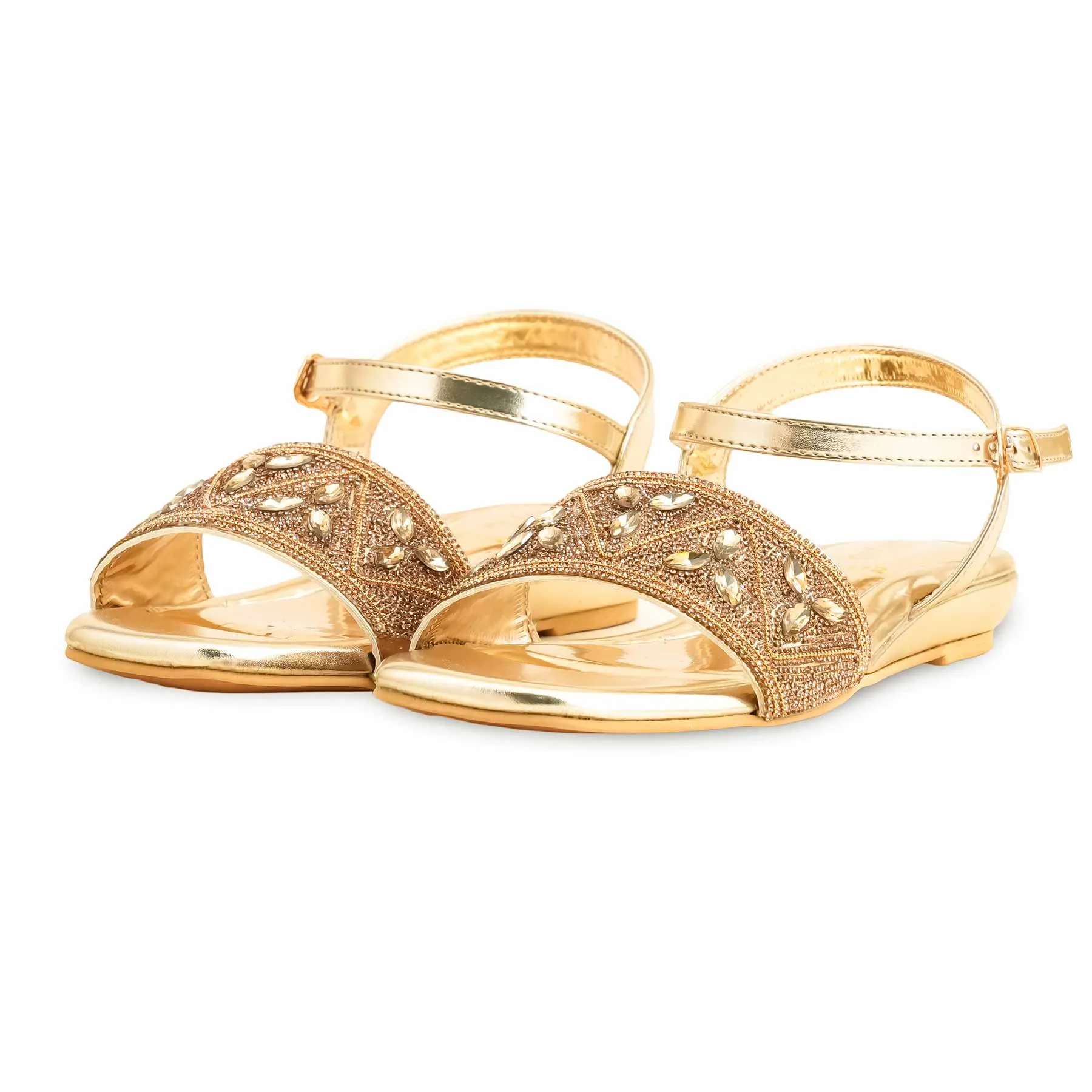 Best Shoes For Standing Flat Feet Golden Fancy Sandal For Women FN6112