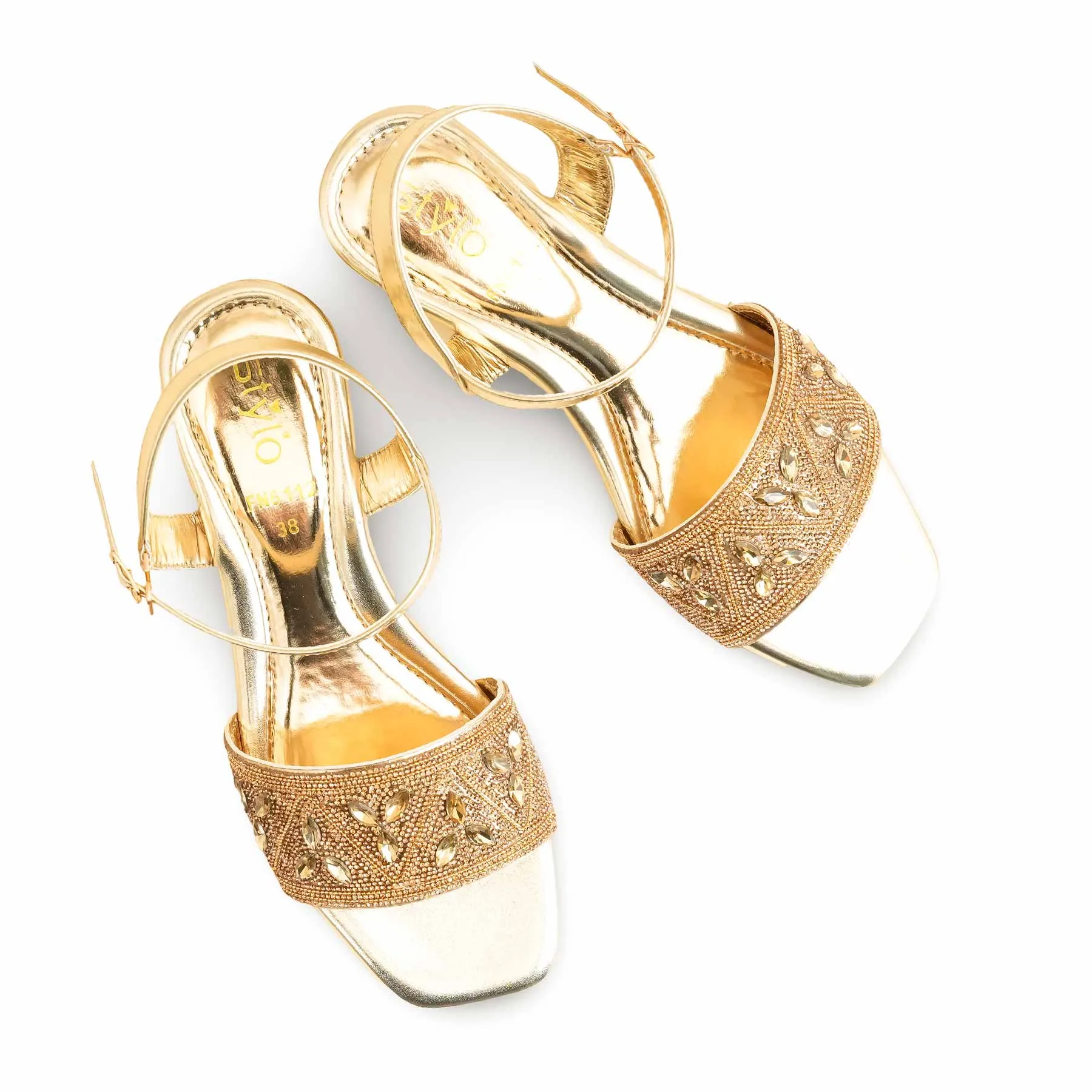 Golden Fancy Sandal For Women FN6112 Sheer Flats Shoes