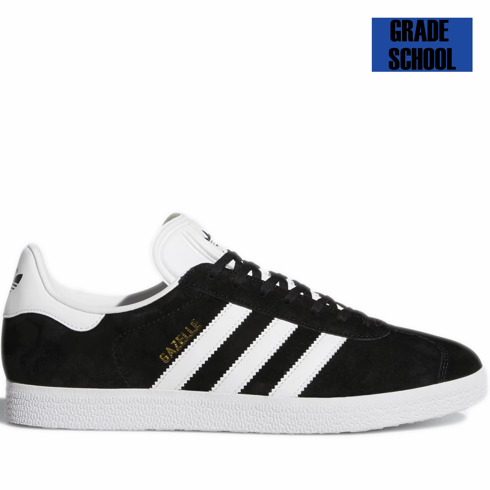 Grade School Adidas Gazelle J Shoes - Black/ White Adidas Shoe Sole