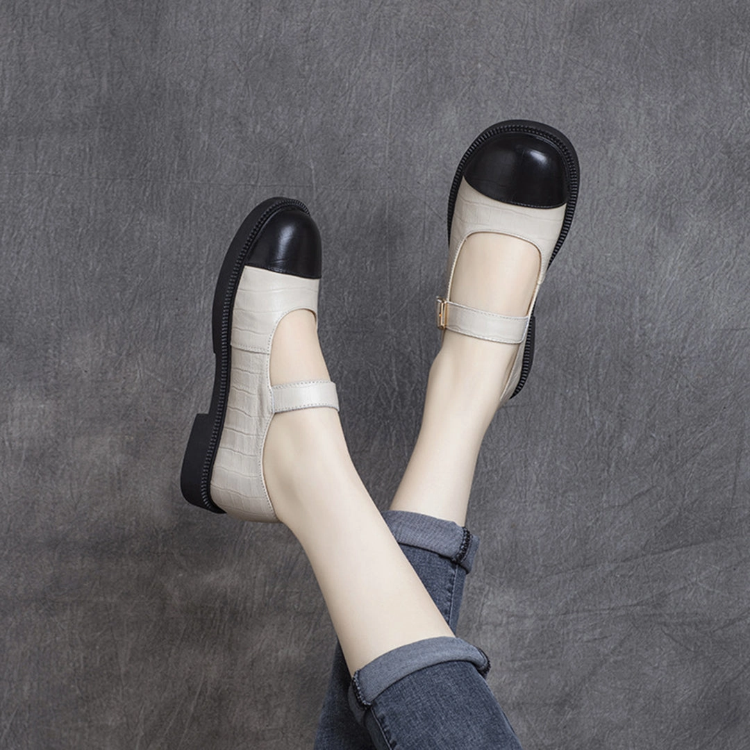 Fly London Casual Shoes Women Color-Block Mary Jane Flats Shoes