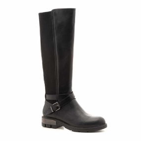 Square Toe Ostrich Boots Hayride Tall Black Boots