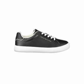 Tommy Hilfiger Black Leather Women Sneaker Best Glue Sneakers