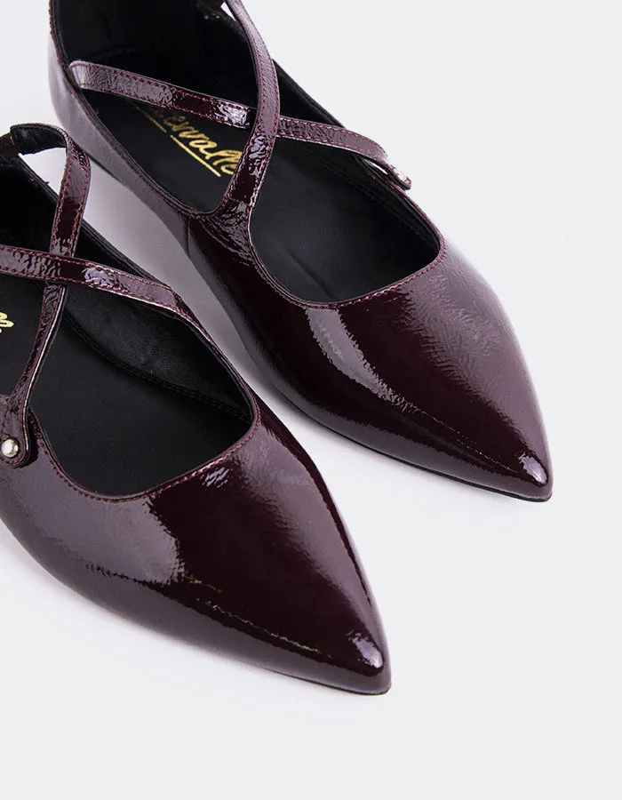 Pristina Burgundy Naplack Flexible Flat Feet Shoes