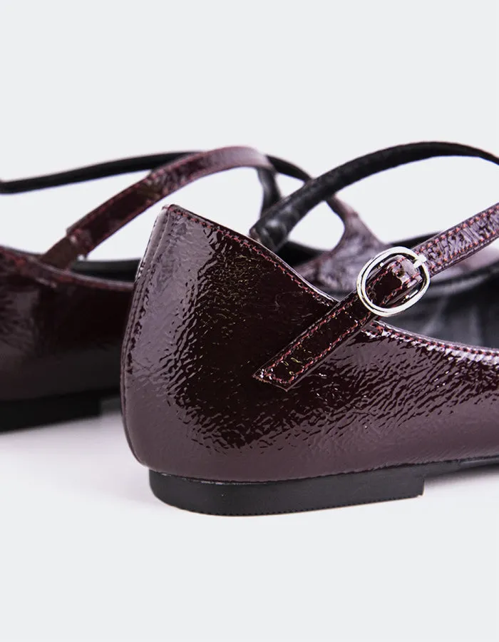 Patent Flat Shoes Pristina Burgundy Naplack