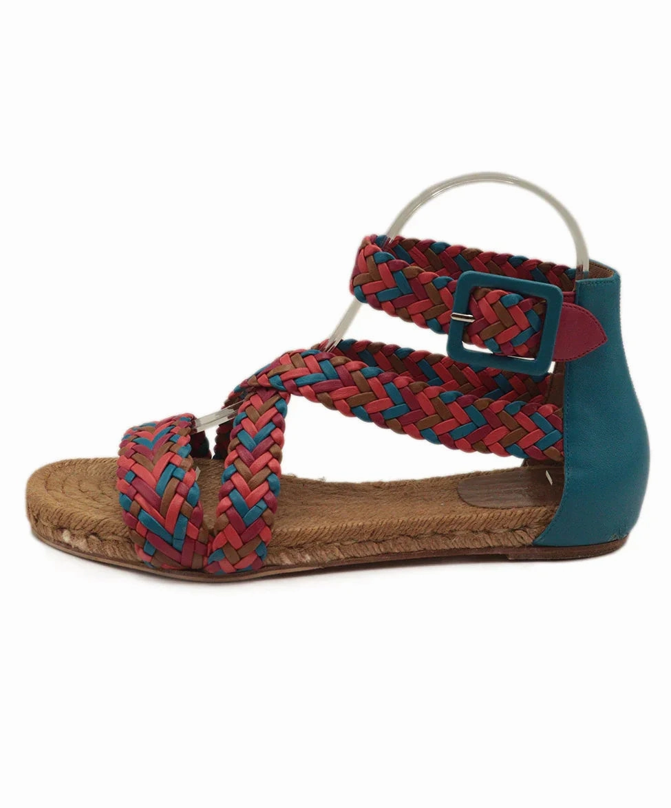 Hermes Multicolored Woven Leather Espadrilles Sandals sz 8 Wedge Sandals - Espadrilles Wedges